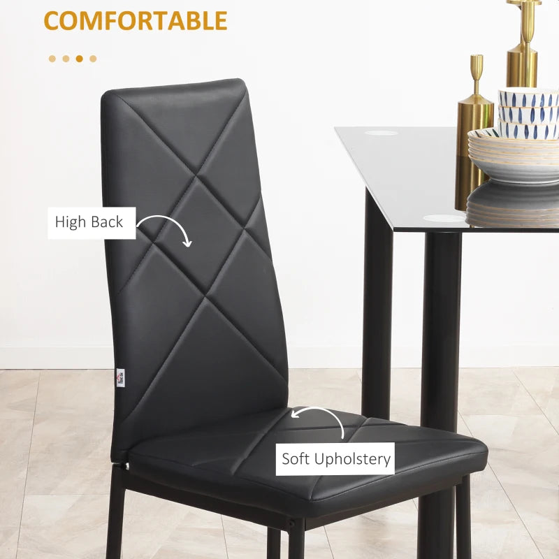 Stylish Set of 4 Black Faux Leather Dining Chairs - Modern Design for Home & Kitchen Decor