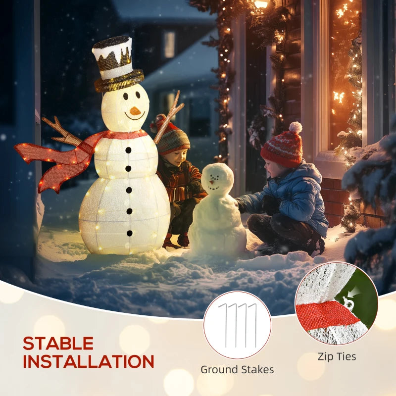 3ft 78 LED Light Outdoor Snowman Decoration with Accessories - Perfect Holiday Yard Decor for Christmas