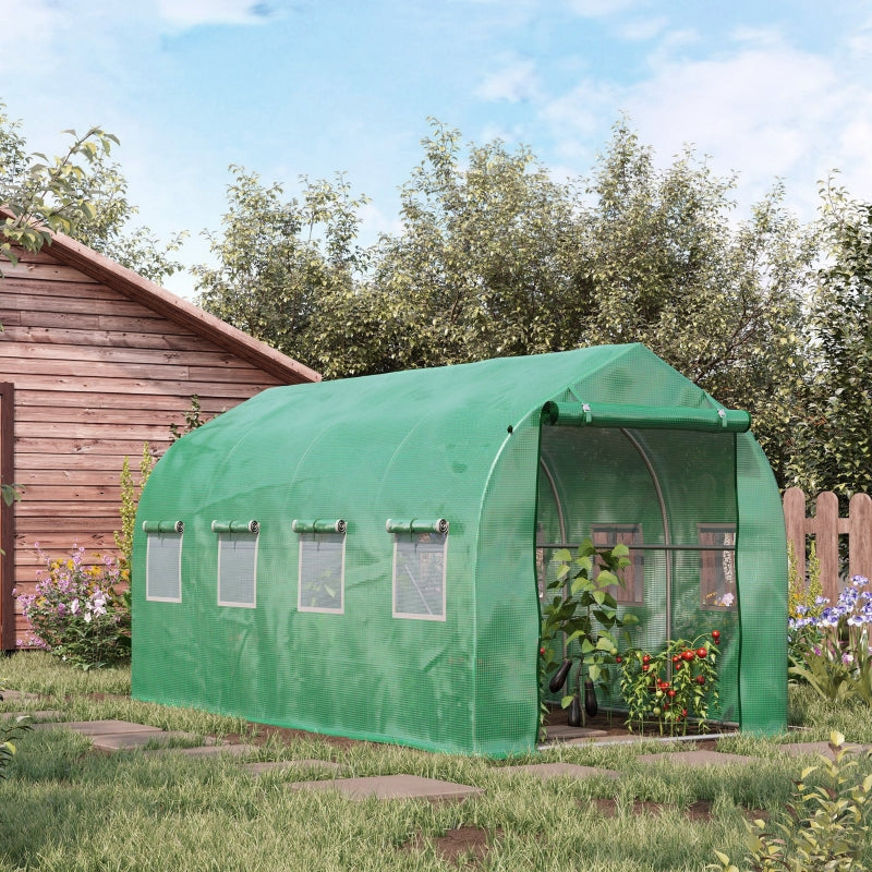 Green Walk-In Garden Greenhouse with Windows and Door (4x2m)