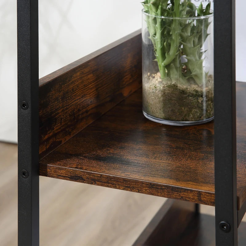 Rustic Brown 120CM Office Desk with Storage Shelves - Industrial Computer Table for Small Home Office Spaces