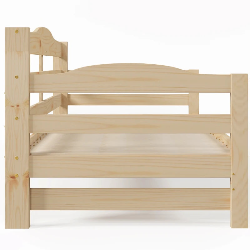 Natural Solid Pine Wood Daybed with Pull-Out Trundle - Versatile Sofa Bed, 196x98-182x73 cm, Durable MDF Construction