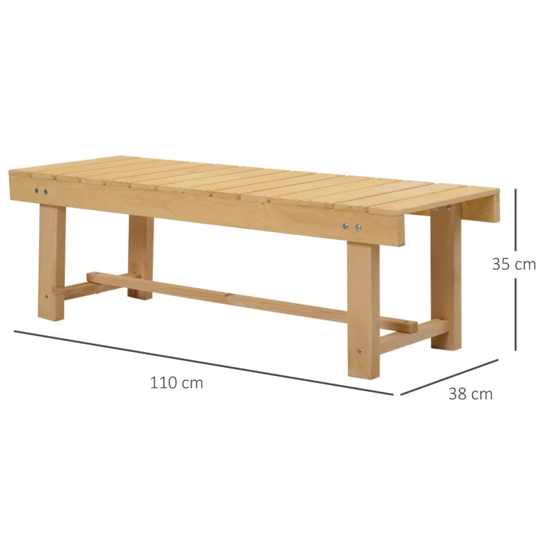 Wooden Garden Loveseat Bench - Natural Fir, 2-Seater (110L x 38W cm)