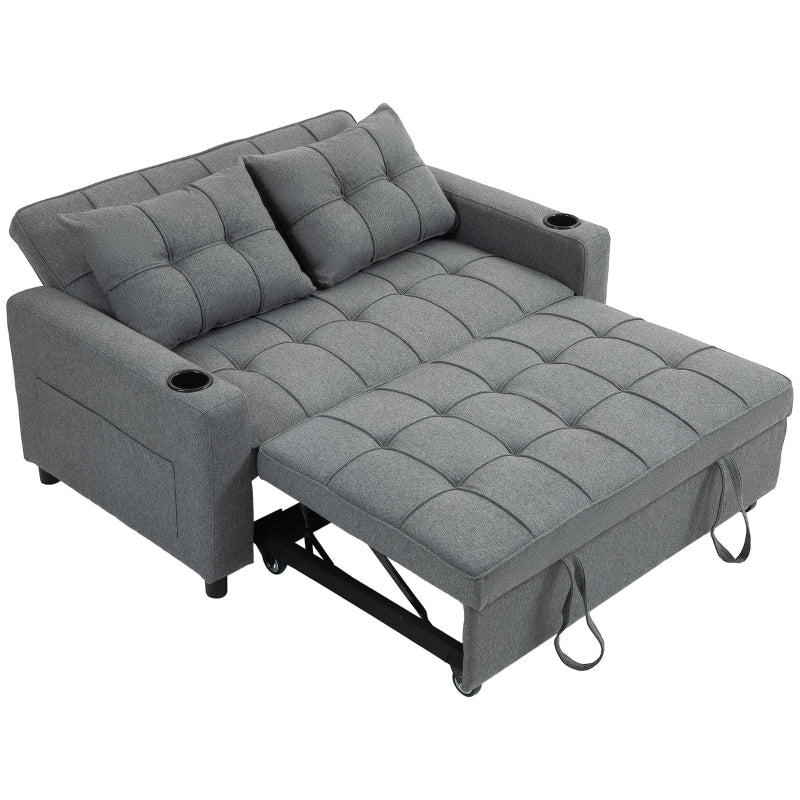 Charcoal Grey Two-Seater Pull-Out Sofa Bed for Stylish Living Spaces