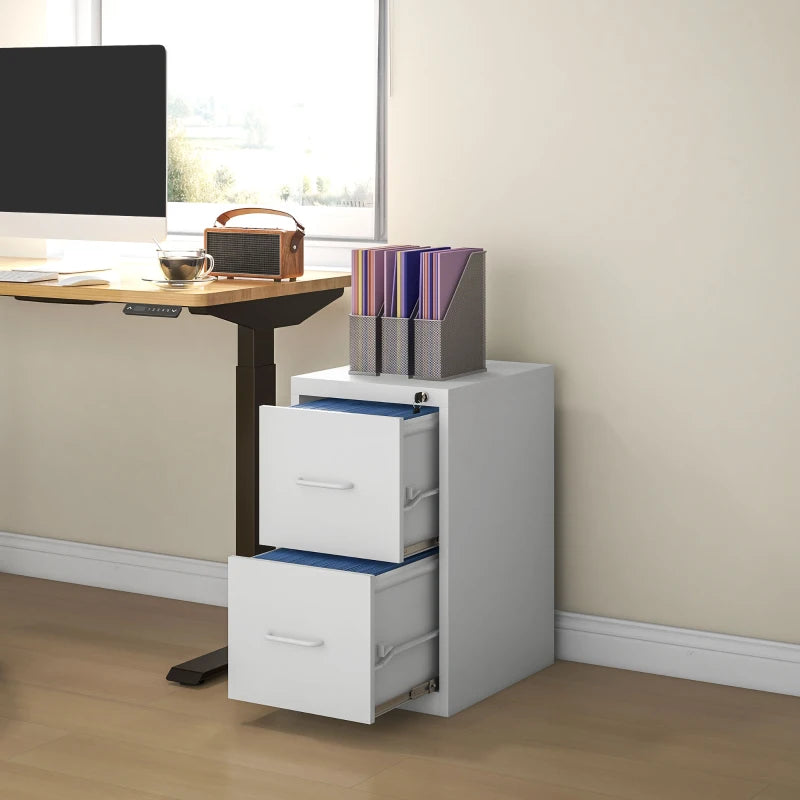 Modern Two-Drawer Cream Steel Filing Cabinet - Stylish Office Storage Solution for Organizing Documents and Files