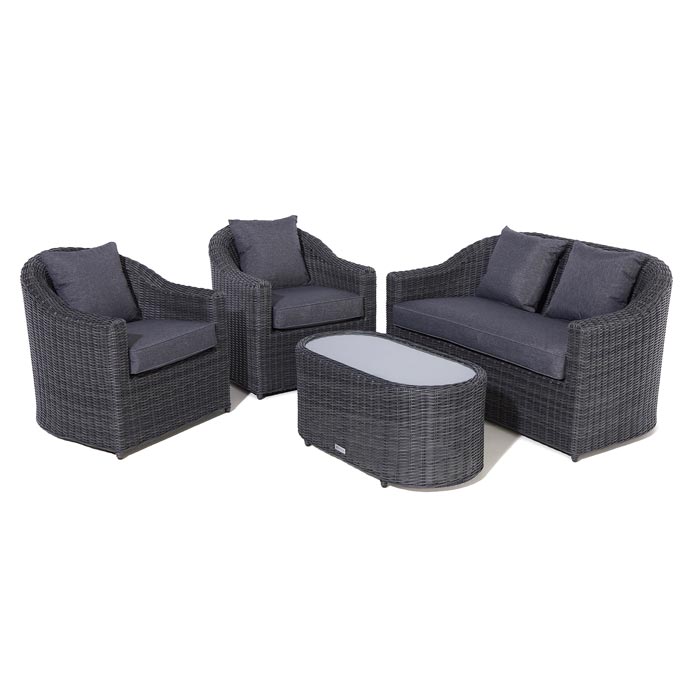 4-Piece Dark Grey Rattan Sofa Set