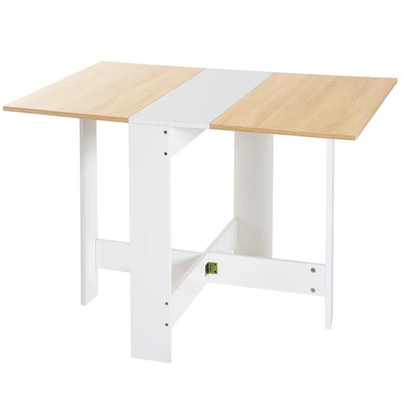 Space-Saving Wooden Folding Dining Table & Writing Desk - Oak & White PC Workstation for Home Office