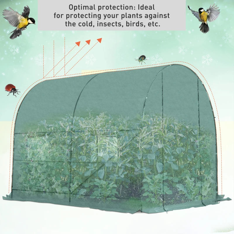 Green Walk-In Polytunnel Greenhouse with Roll-Up Door, Steel Frame, 2.5 x 2m