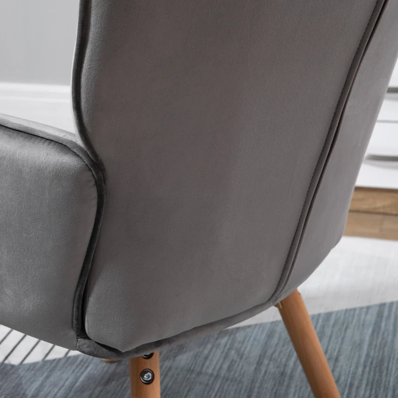 Stylish Velvet-Touch Tufted Wingback Armchair Set of 2 for Modern Lounge and Leisure Spaces in Grey