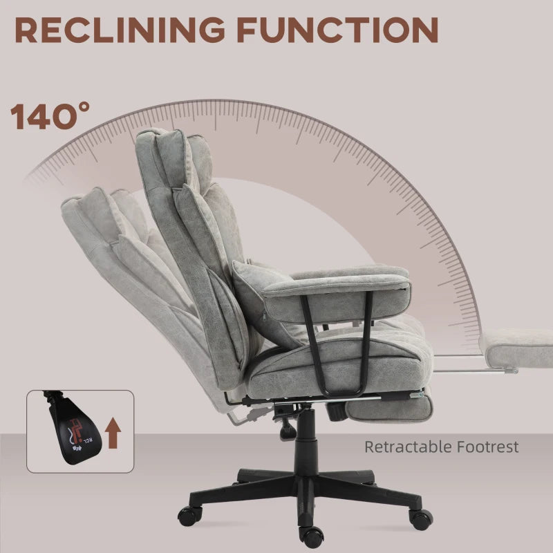 Ergonomic Office Chair with 6-Point Massage & Heat, Reclining Function, Lumbar Support, Foot Rest, Height-Adjustable, Grey