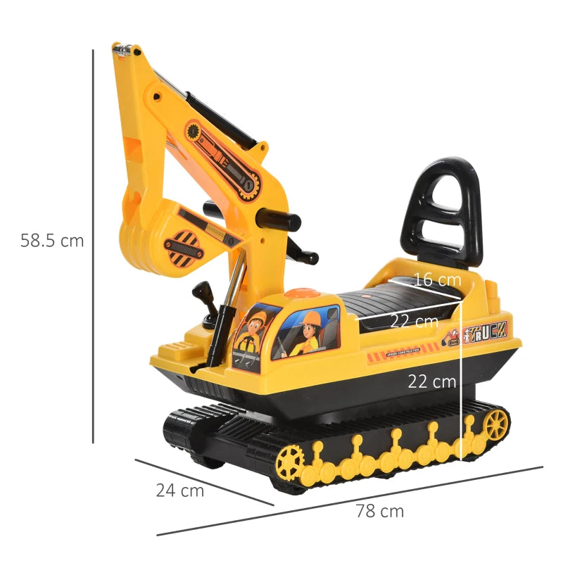 Ride-On Excavator Toy for Kids - Movable Digger Walker Construction Truck for Ages 3+ - Fun Outdoor Play
