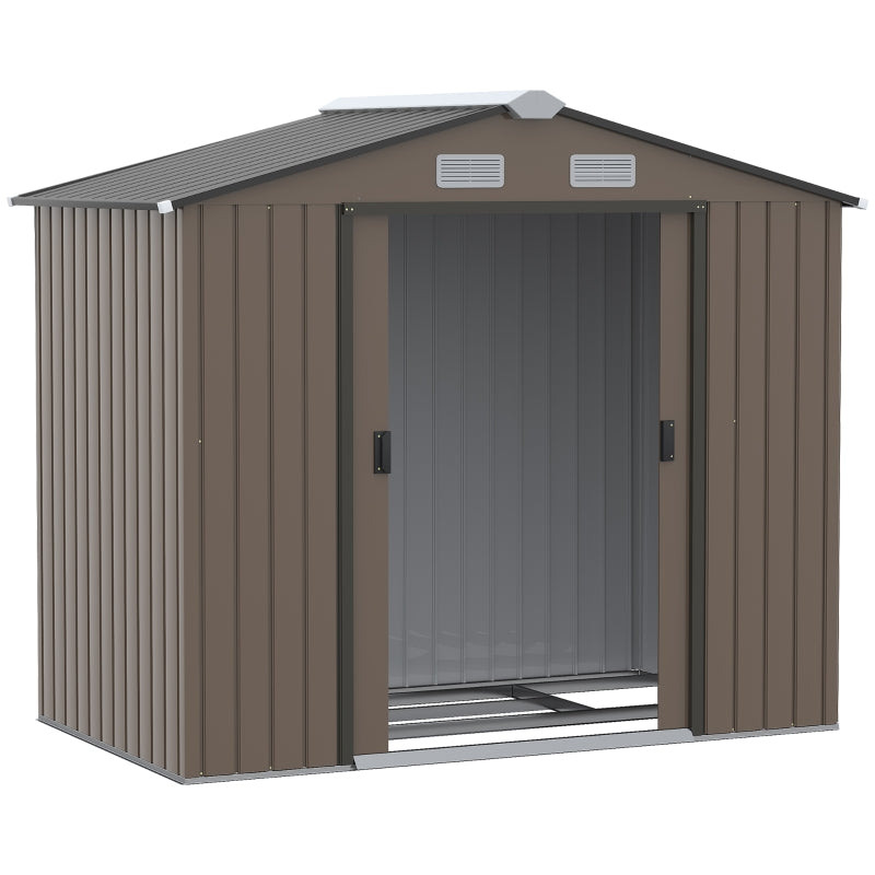 7ft x 4ft Brown Metal Shed