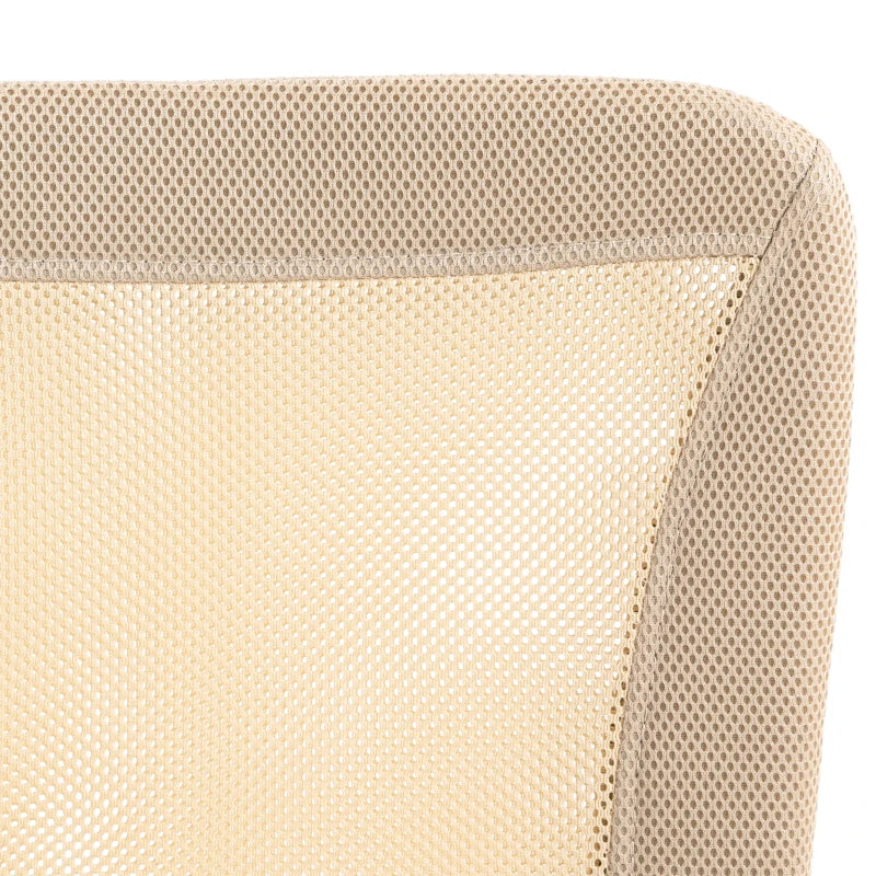 Vinsetto Beige Mesh Office Chair - Adjustable Height, Swivel Wheels, Armless Design for Home & Study - Ergonomic Comfort