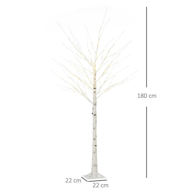 6ft Pre-Lit Artificial White Birch Tree with Warm White LED Lights - Indoor & Outdoor Decorative Lighting