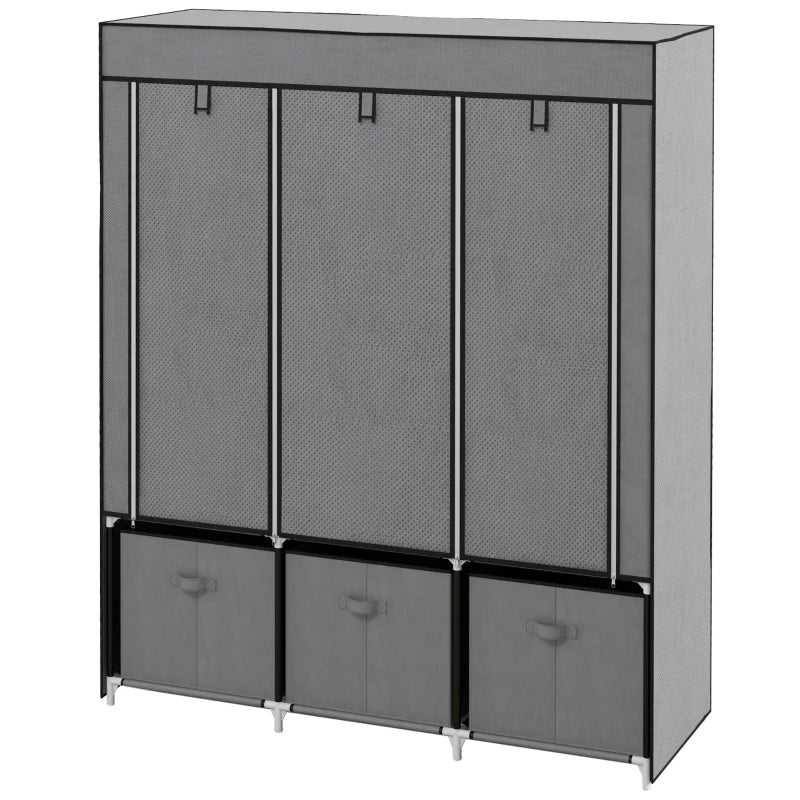 Portable Fabric Wardrobe with Shelves and Hanging Rails for Bedroom Storage Solutions