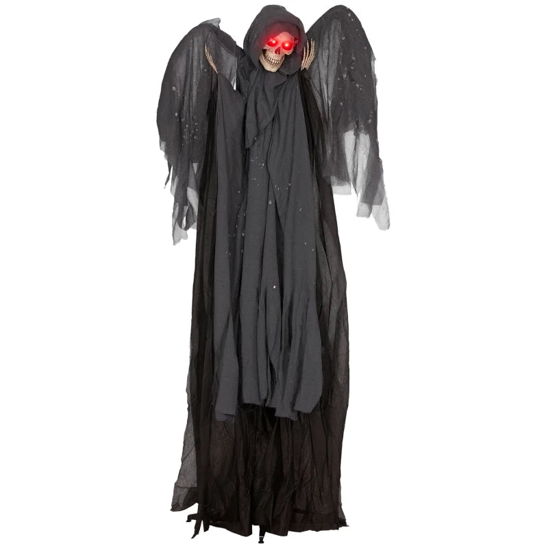 6.3" Grim Reaper Halloween Animatronic with Glowing Eyes - Spooky Decor for Haunted House & Halloween Parties