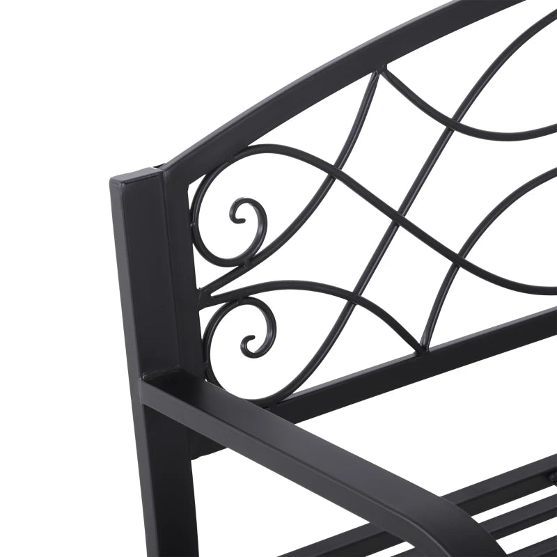 Black Metal Frame Garden Bench, 128x50x91 cm