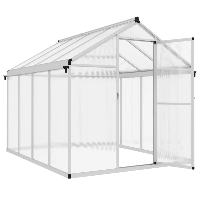 Green Aluminium 8x6ft Greenhouse Kit with Base