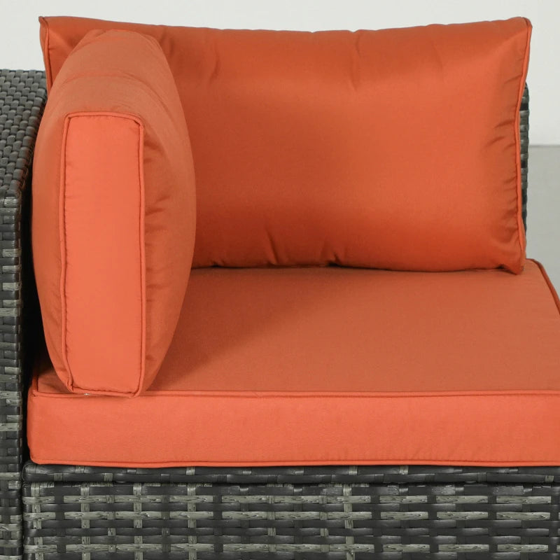 4-Piece Rattan Garden Furniture Set with Corner Sofa Loveseat, Orange