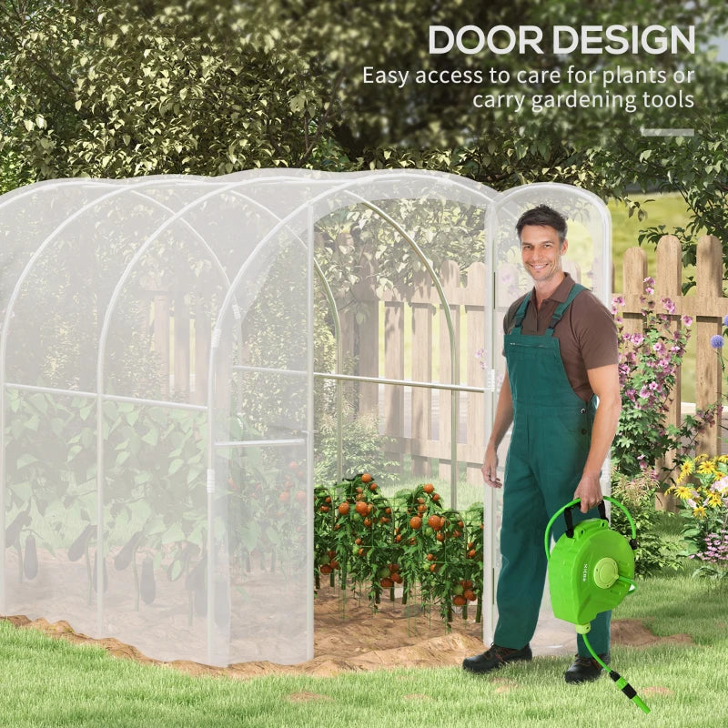 Green Walk-in Polytunnel Greenhouse, 3x2m, Clear PE Cover