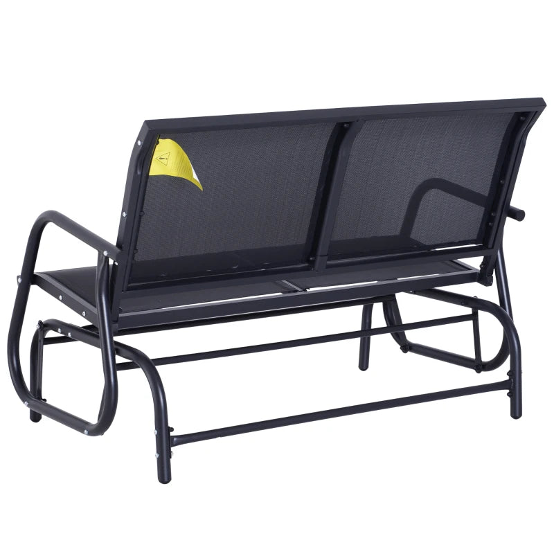 Black 2-Person Outdoor Glider Bench Double Swing Chair