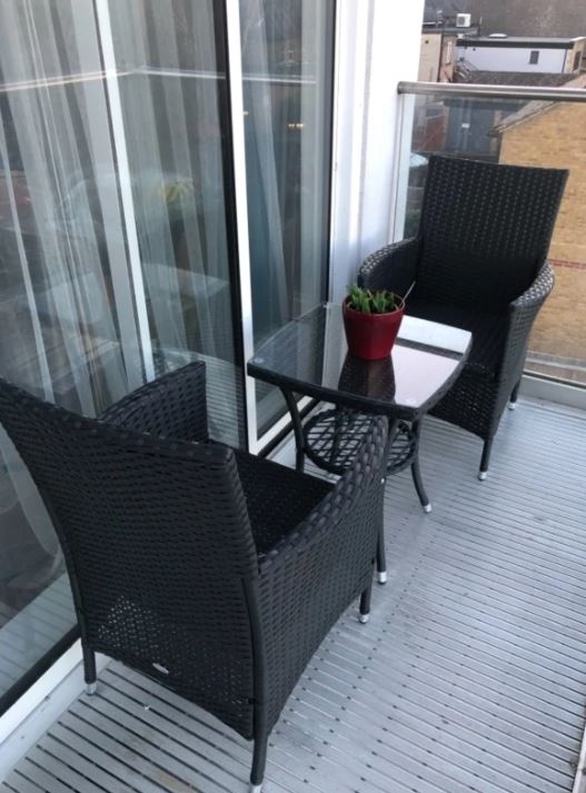 Black 3 Piece Rattan Bistro Set