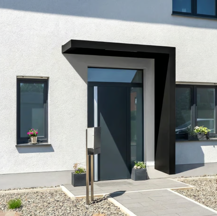 Black 250x90cm Aluminium Canopy With LED Light Strip & Side Panel - (Left or Right)