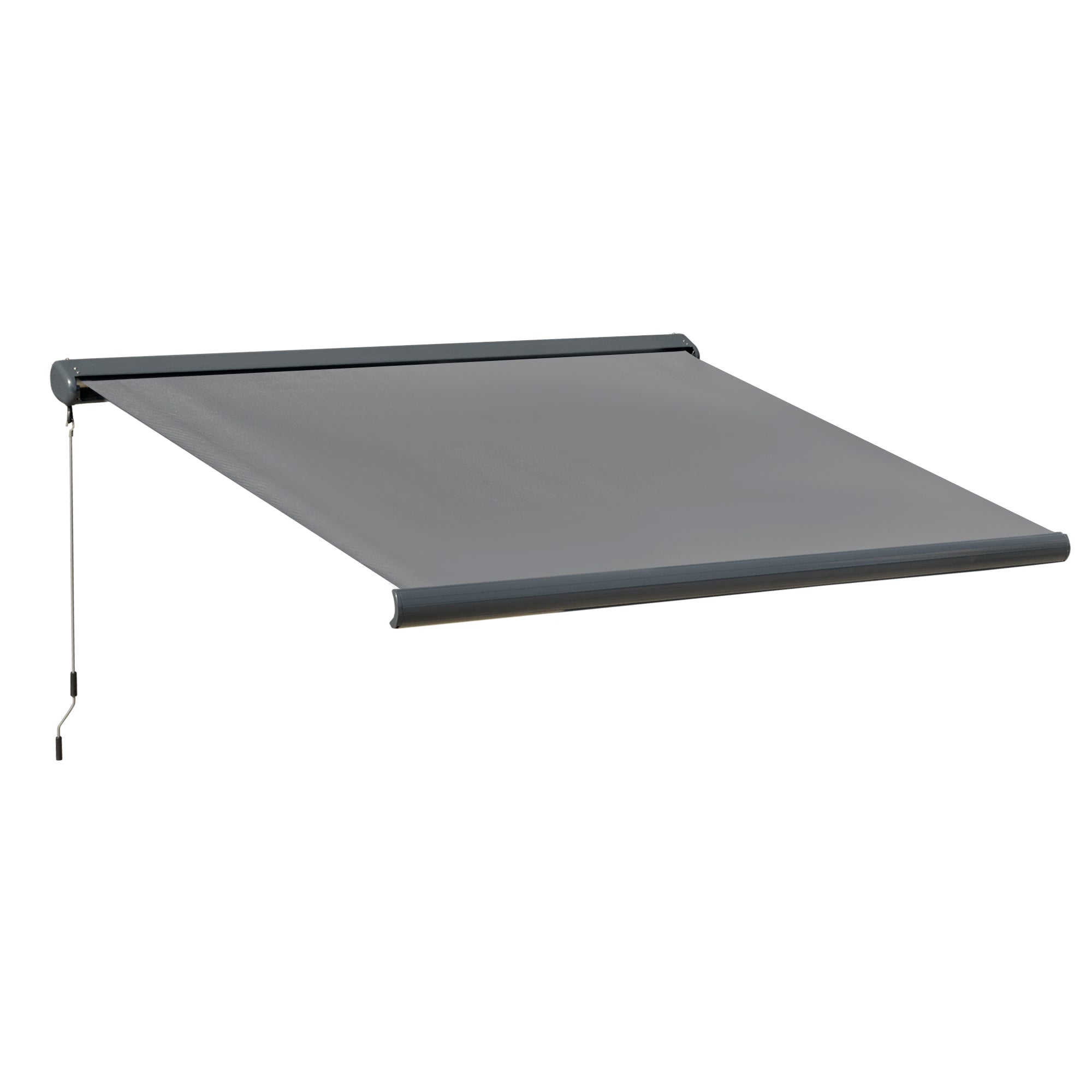 3.5m x 3m Full Cassette Electric Awning With Manual Hand Crank - Grey With Remote Control