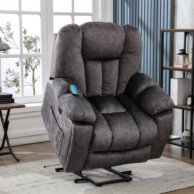 Ergonomic Power Massage Recliner Chair with Heat, Vibration, USB Ports and Safety Mechanism - Dark Grey
