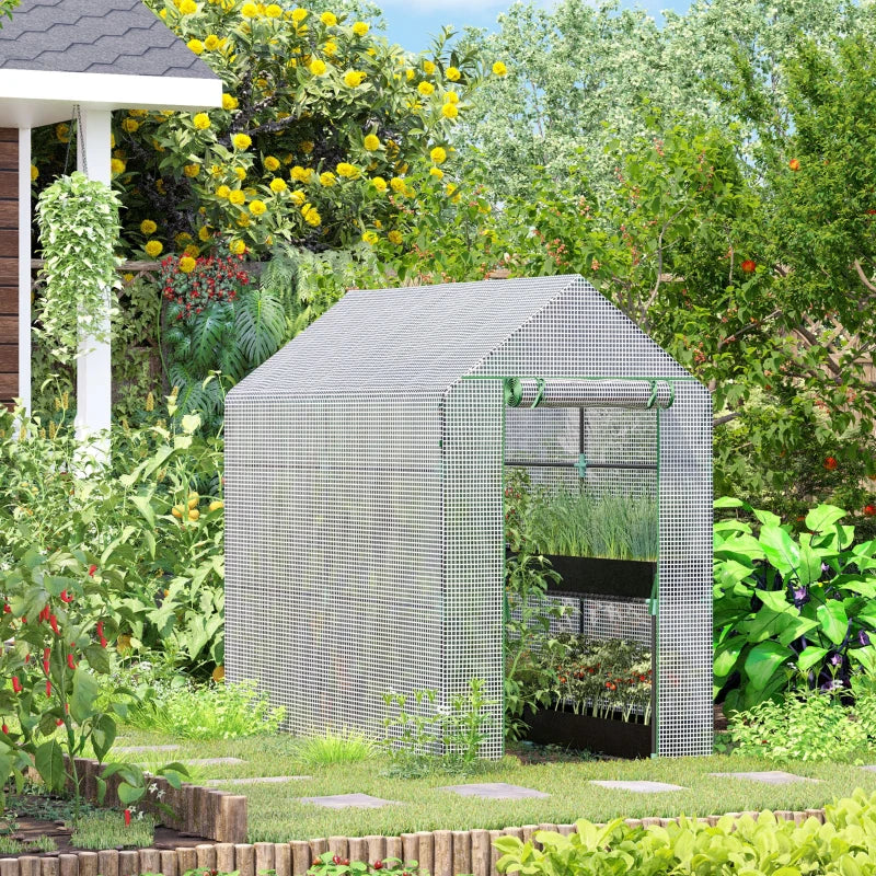 Green 2-Tier Garden Polytunnel Greenhouse 6x4x6ft