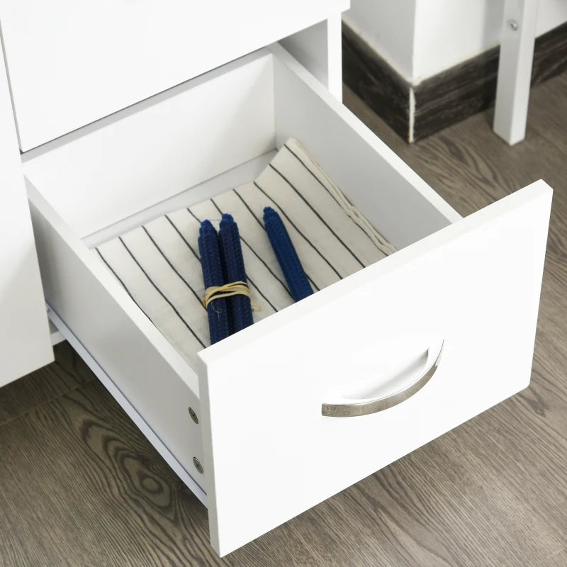 183cm Tall Kitchen Cupboard Storage Cabinet with Countertop, 3 Drawers, Flip Top Door, 3 Doors & Open Shelves - White