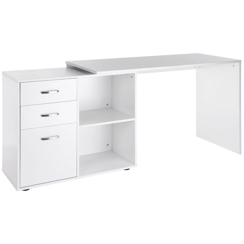 L Shaped Computer Desk with Drawers & File Cabinet - Reversible Home Office Study Table, 117x83.5x76cm, White