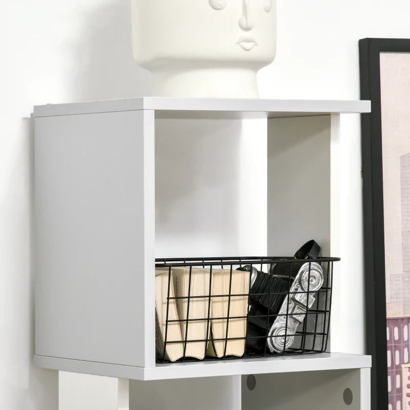 Modern 5-Tier Freestanding Bookshelf - Stylish White & Light Grey Bookcase for Living Room, Home Office, Study Storage