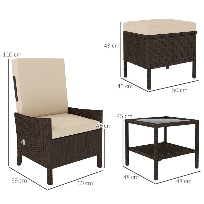 5 Piece Rattan Garden Furniture Set with Sofa Armchairs Footstools and Coffee Table