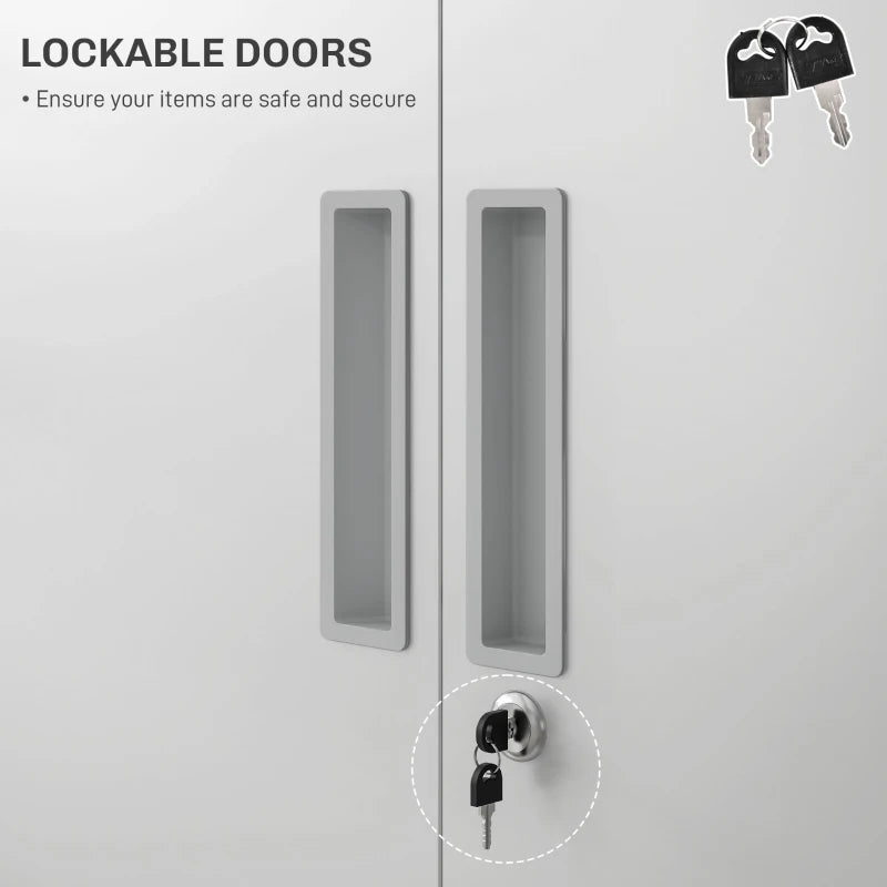 Lockable Metal Filing Cabinet - White Office Storage with 5 Adjustable Shelves for Secure Document Organization