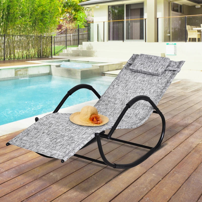 Grey Zero Gravity Rocking Lounge Chair with Pillow