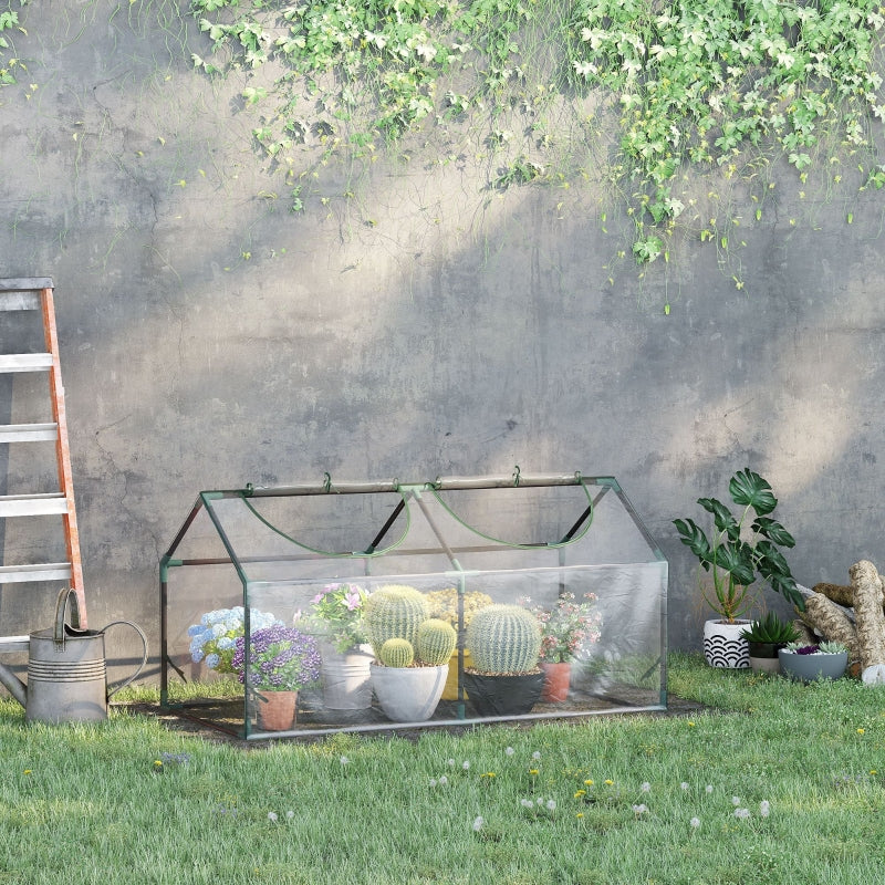 Clear Portable Mini Greenhouse for Garden with Zipped Windows, 120 x 60 x 60 cm