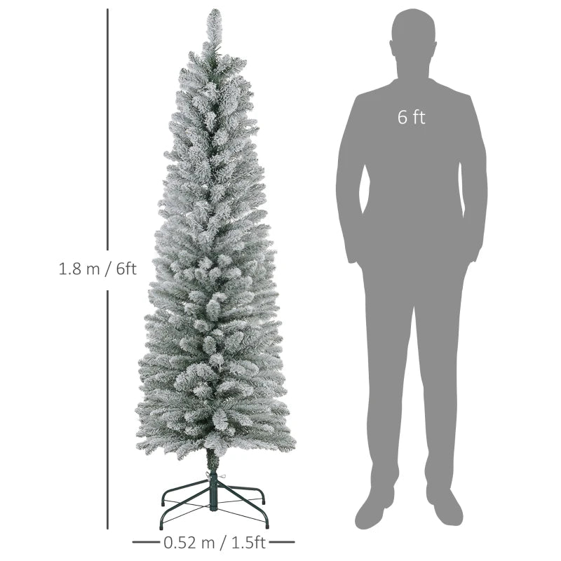 6ft Snowy Pencil Christmas Tree - Artificial White Holiday Decor for Festive Home Decoration