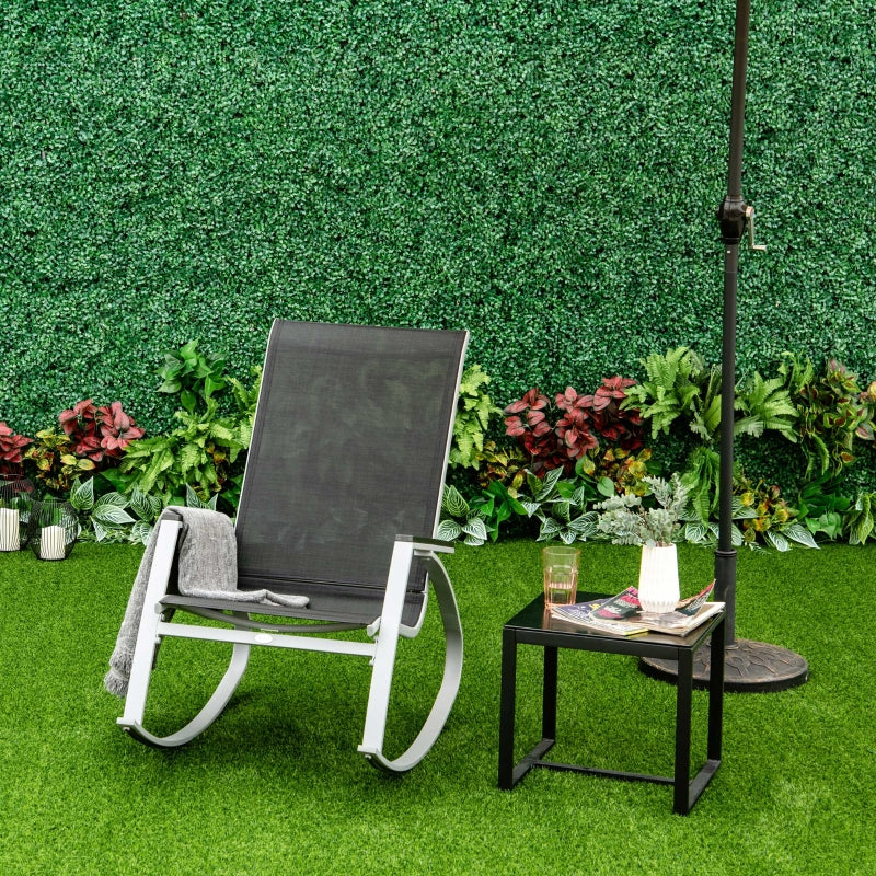 Black High Back Rocking Sun Lounger Chair for Garden Patio