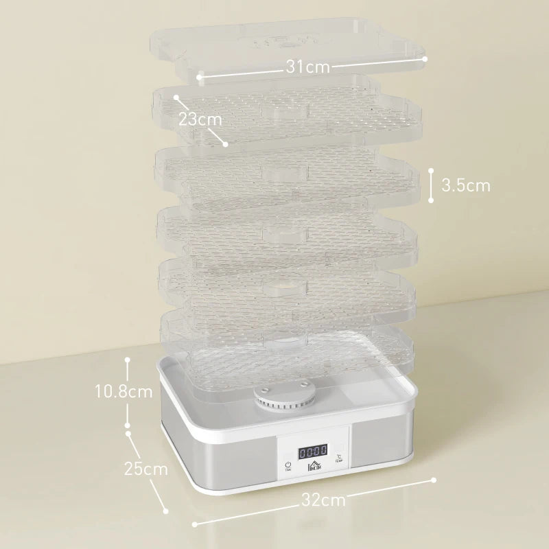 5-Tier Stainless Steel Food Dehydrator - 245W Adjustable Temperature & Timer, LCD Display for Fruits, Vegetables, Jerky & Pet Treats
