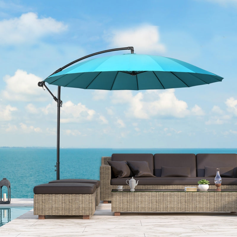 Green 3m Cantilever Patio Umbrella with 18 Ribs & Vents