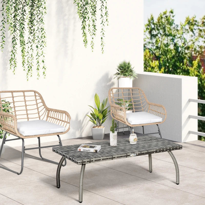 Grey Rattan Garden Coffee Table