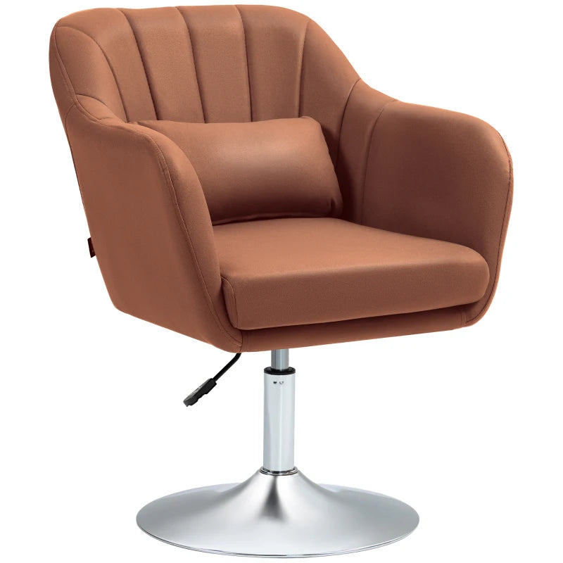 Contemporary Swivel Microfibre Accent Chair with Adjustable Height, Thick Cushion and Lumbar Support for Living Room or Office