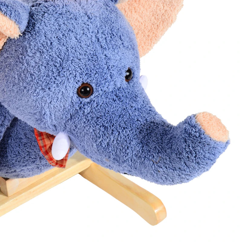 Children's Elephant Rocking Seat with Sound - Blue/Beige - Fun and Safe Baby Rocker for Playtime
