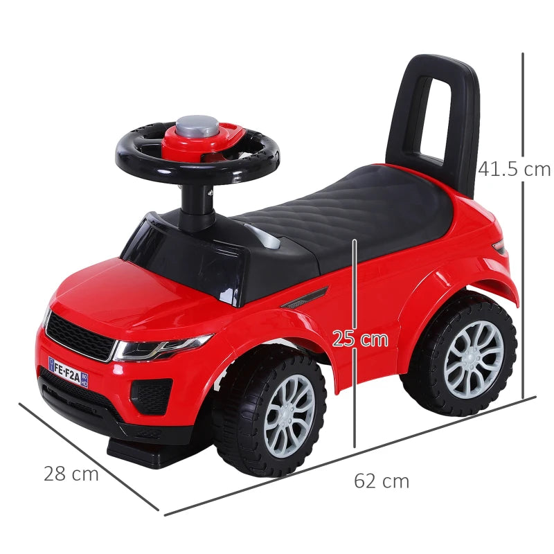 3-in-1 Ride On Car for Toddlers - Foot-to-Floor Slider with Horn & Steering Wheel, Safe Design, Red, 1-3 Years