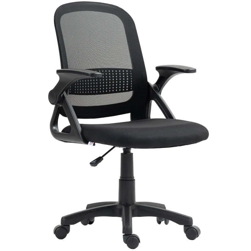 Breathable Mesh Ergonomic Office Chair with Flip-up Armrests and Lumbar Support for Home and Office Black