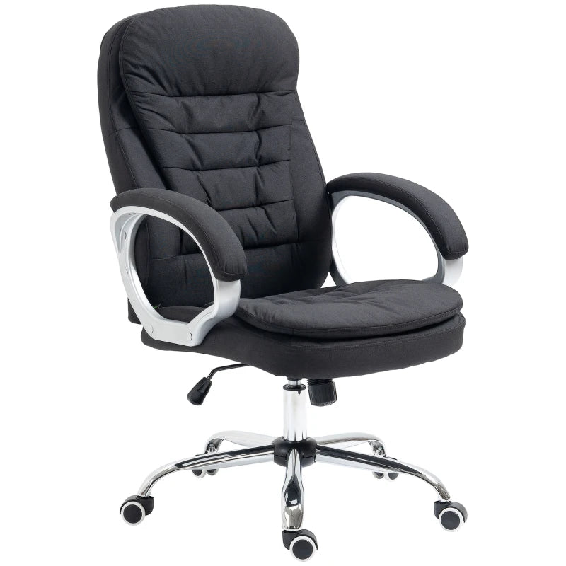 Ergonomic Executive Office Chair - Height Adjustable, Comfortable Fabric Desk Chair for Home Office - Stylish Black Design