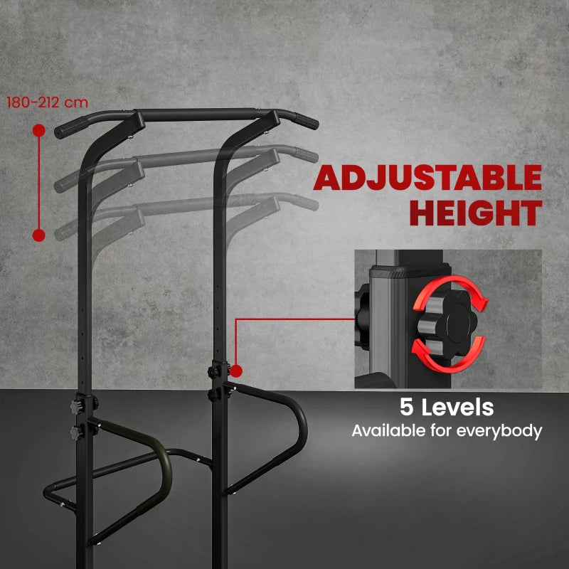 Power Tower Dip Station Pull Up Bar Adjustable Height Multi-Function Push Up Equipment for Home Gym Strength Training Fitness