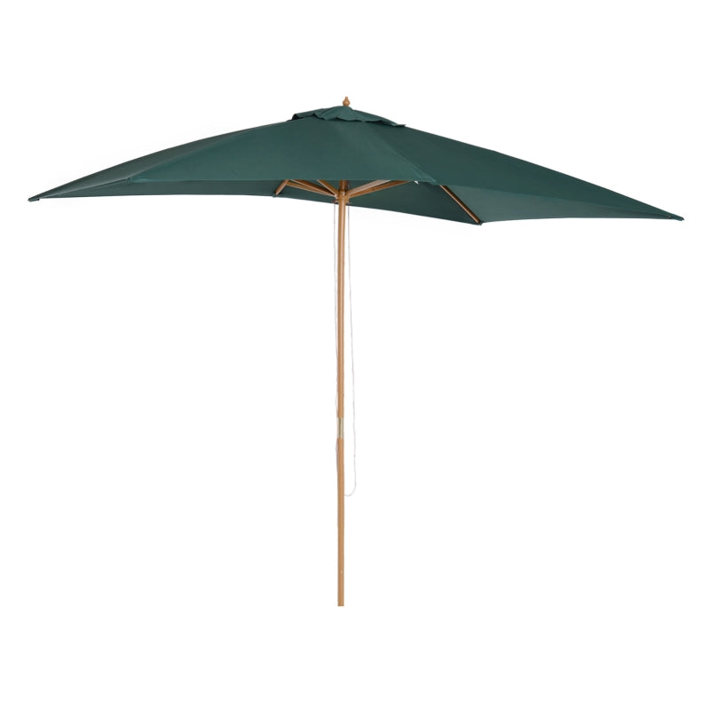 Green 2 x 3m Wooden Garden Sun Shade Umbrella