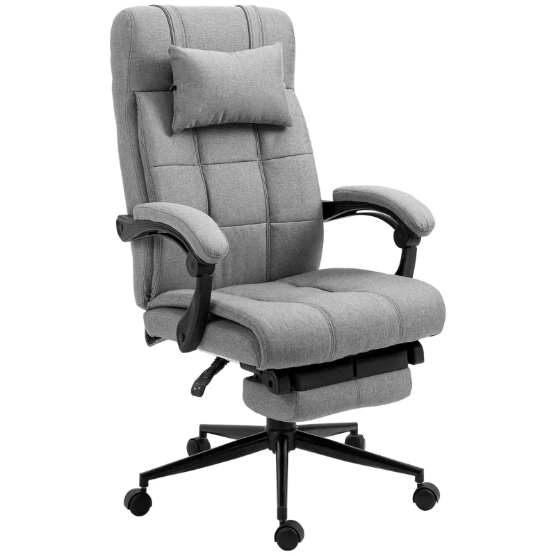 Vinsetto Ergonomic Office Chair with Footrest, Armrests, Lumbar Support & Headrest - Light Grey Comfort for Home & Office