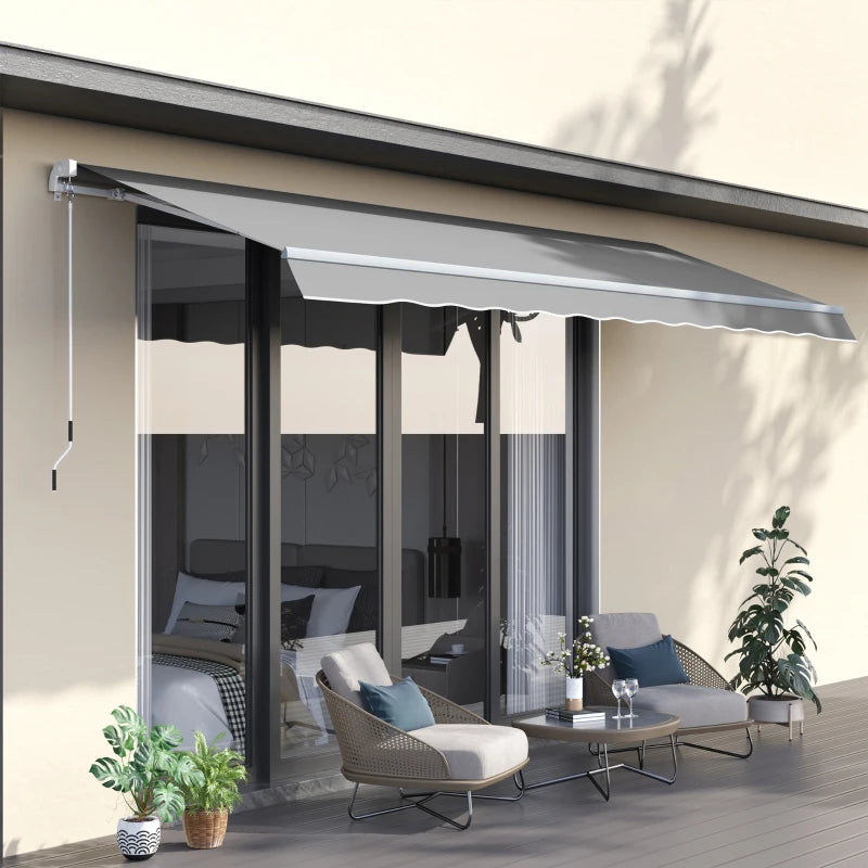 Light Grey 3m x 2m Manual Retractable Awning Canopy